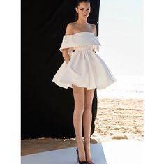 White Off the Shoulder Mini Homecoming Dresses,A-line Prom Dresses