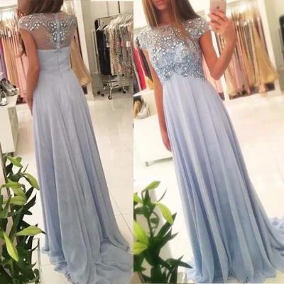 2017 New Arrival Prom Dress,Long Prom Dress,New Arrival Beaded Scoop Prom Dress Formal Evening Gowns Handmade Stones Long Party Dress Evening Dress