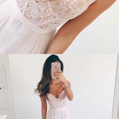 blush pink prom Dresses,lace prom dress,long evening gowns,lace prom dress
