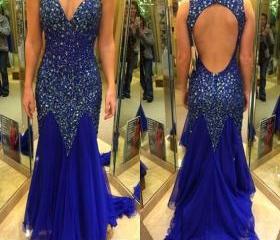 Prom Dress,chiffon Prom Dress,beading Prom Dress,backless Prom Gowns ...