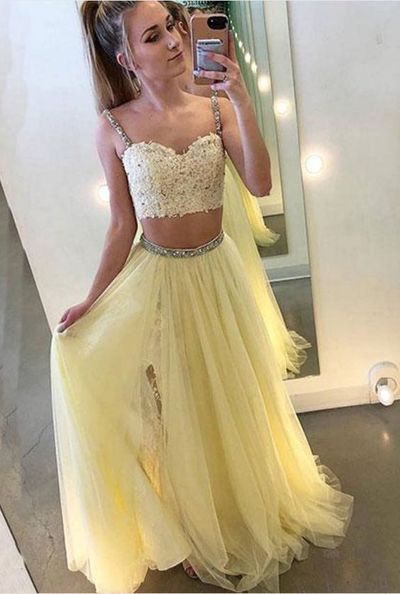 pale yellow evening dress