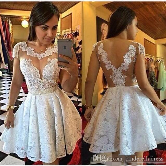 Sexy Short Prom Dress,white Homecoming Party Dress Girls Lace ...