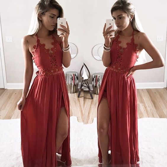 Vintage Red Evening Gown Dress