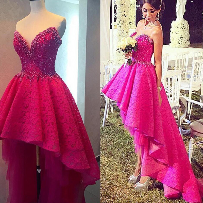 red and pink formal dress