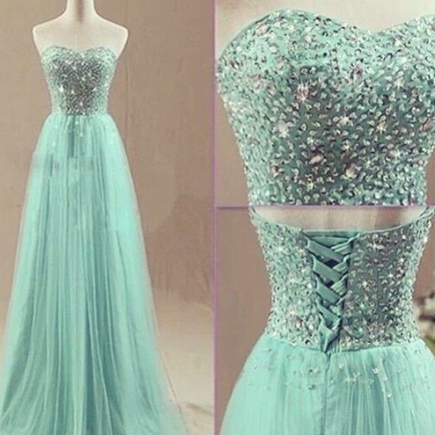 Prom Dresses With Gemstones,Sleeveless Prom Dresses,Light Blue Evening