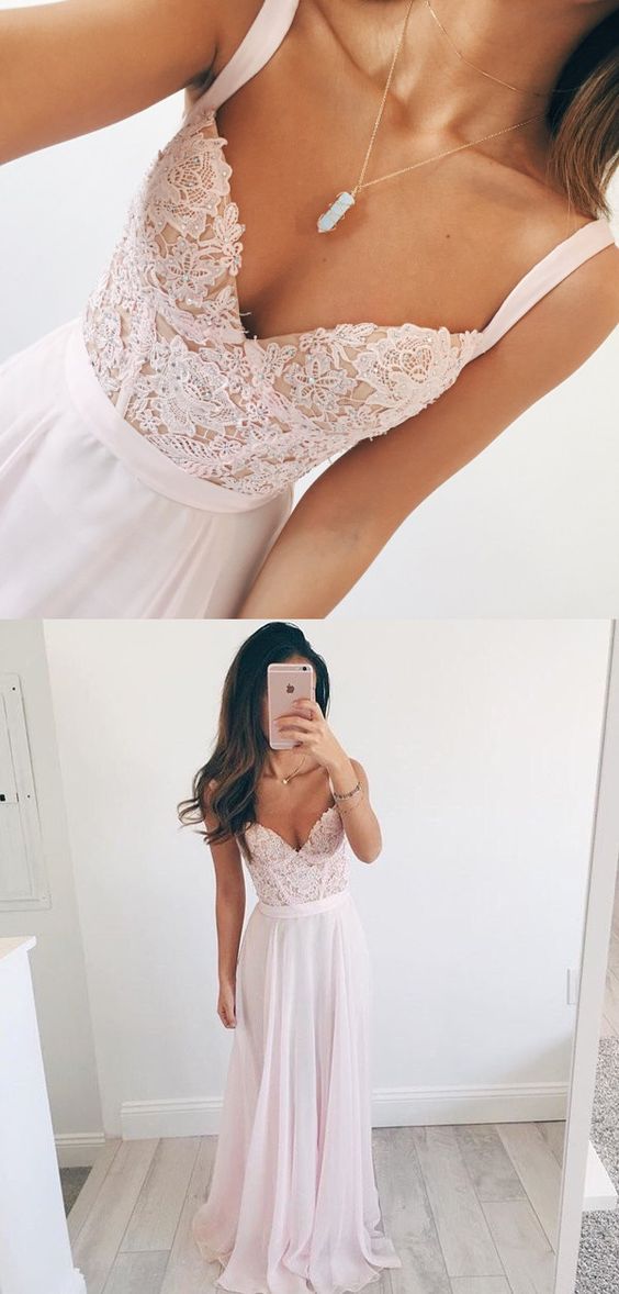 blush pink long gown with laces