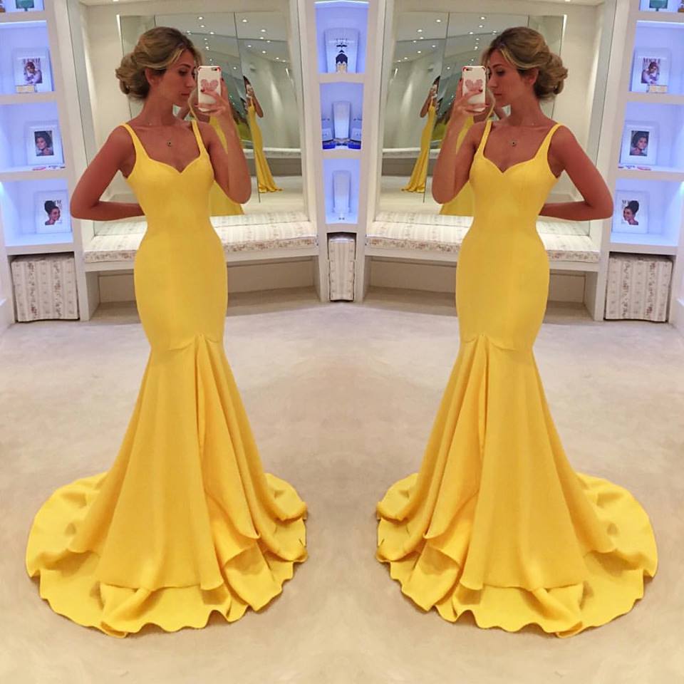 Prom Dress Sexy Prom Dress Yellow Prom Dresses Vintage Yellow Mermaid