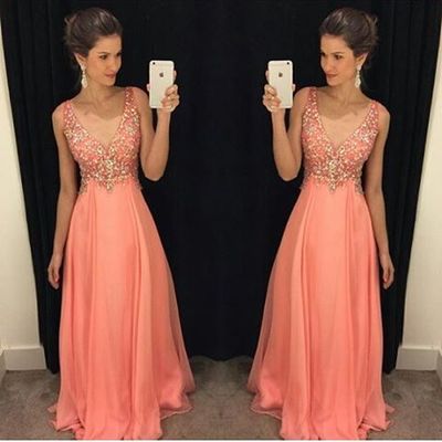 V-Neck Long Prom Dress,Charming Prom Dresses on Luulla