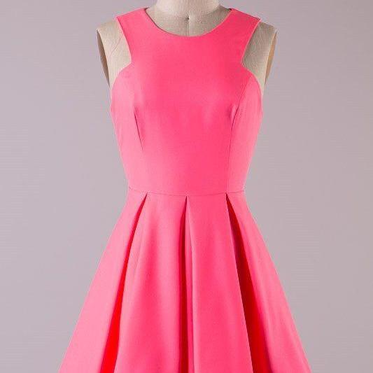 Pink Simple Aline Skater Dress Dress, Short Prom Dress