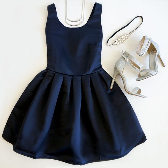 Charming Homecoming Dresses,Navy Blue Graduation Dresses,satin ...