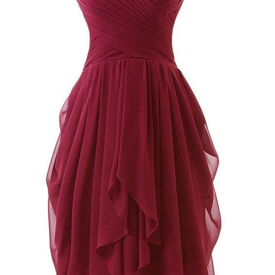 Burgundy Short Ruffle Homecoming Dress Showcasing Ruched Sweetheart ...