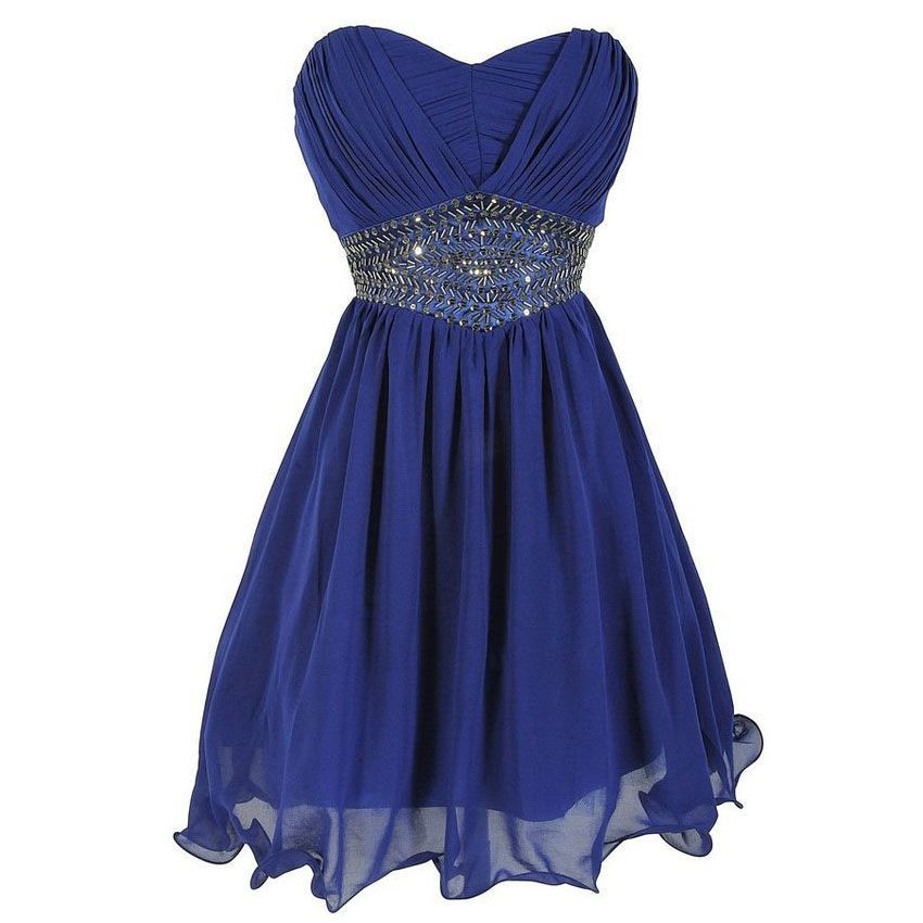 Royal Blue Empire Sweetheart Homecoming Dresses, Wholesale Chiffon ...