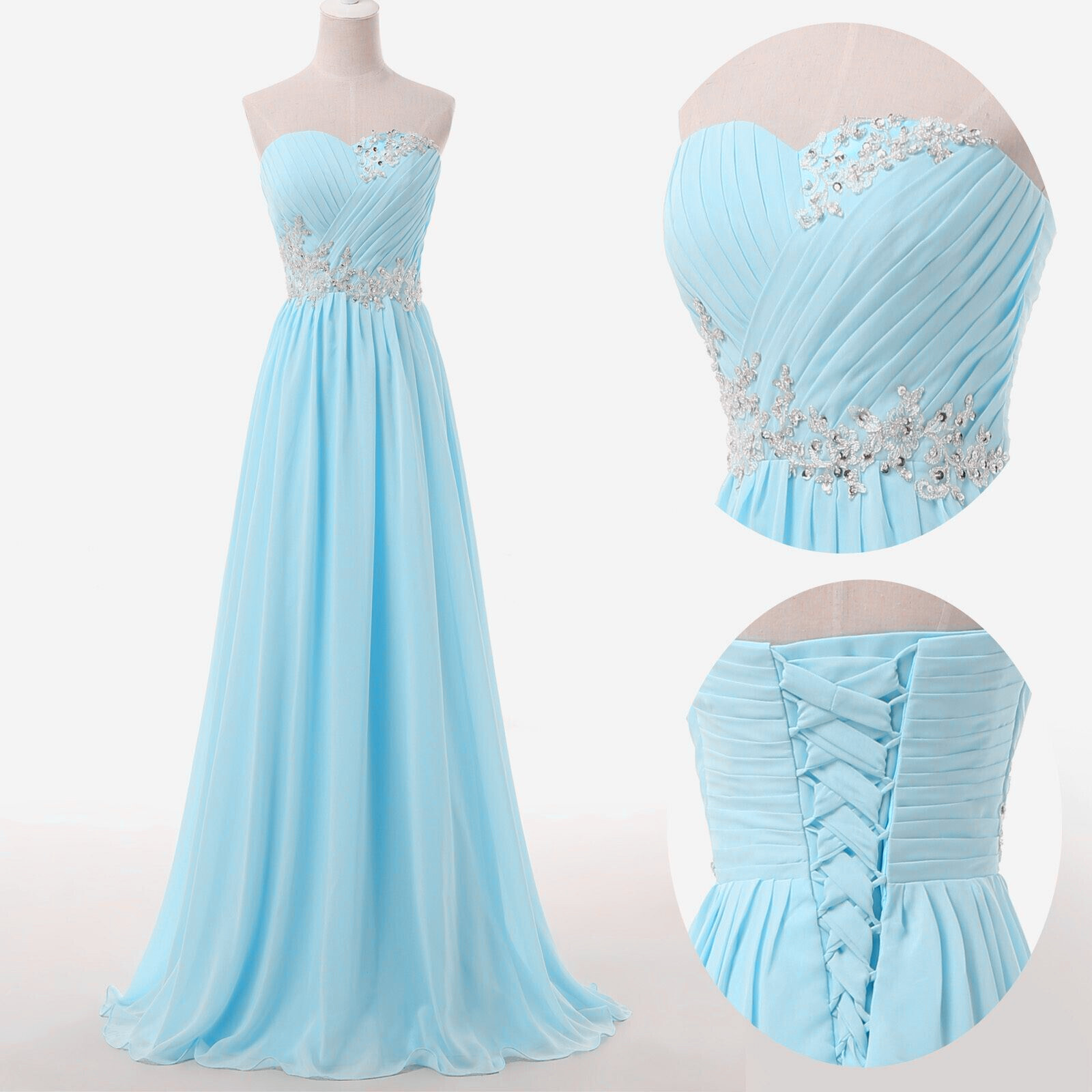 Prom Dresses,chiffon Evening Gowns,light Blue Prom Gowns, 2017 Blue ...