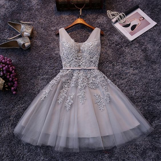 Grey Dress ,short Dresses,lace Gowns