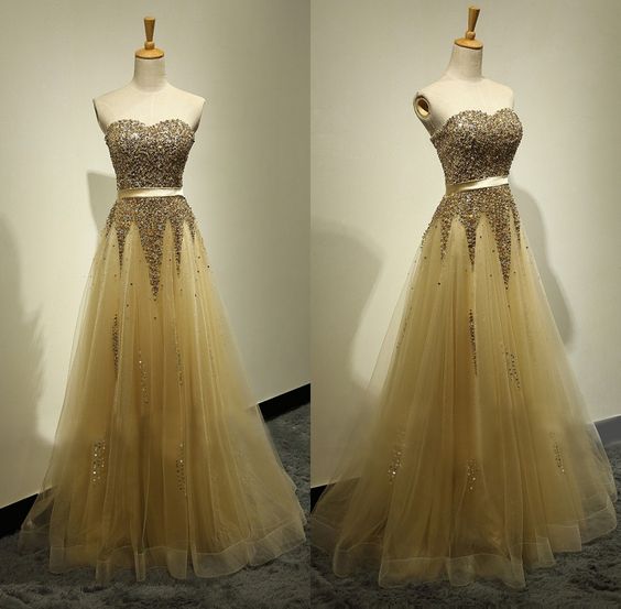 Prom Dresses,sparkle Evening Gowns,sparkly Prom Gowns,gold Evening ...
