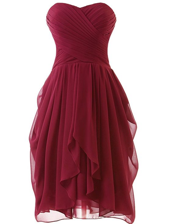 Burgundy Short Ruffle Homecoming Dress Showcasing Ruched Sweetheart ...